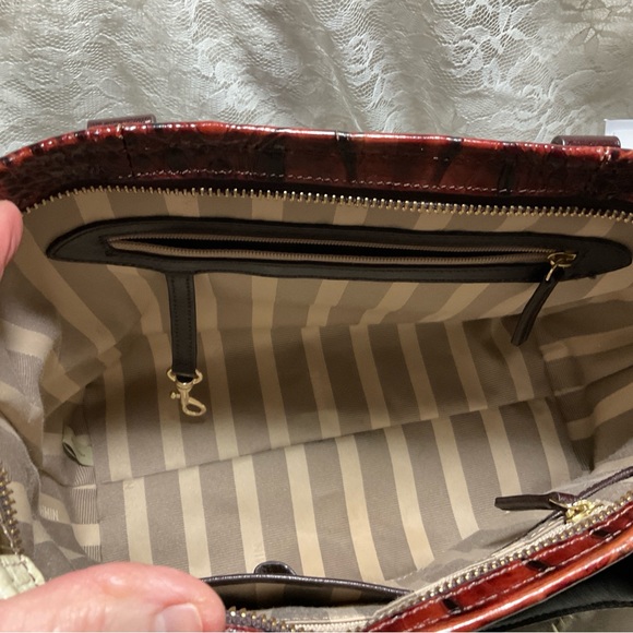 *FIRM* EXCELLENT BRAHMIN MINI ARNO PECAN ivory & ?  CROSSBODY / HANDBAG - Picture 8 of 11